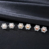 Freshwater Pearl Stud Earrings 925 Sterling Silver Snowflake Earrings