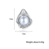 Grey Sheel Pearl Stud Earrings 925 Sterling Silver Retro Fine Jewelry