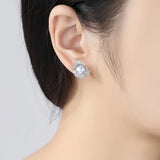 Grey Sheel Pearl Stud Earrings 925 Sterling Silver Retro Fine Jewelry