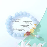 Aquamarine Freshwater Pearl Rutilated Crystal Bracelet