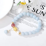 Aquamarine Freshwater Pearl Rutilated Crystal Bracelet