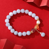 Aquamarine Freshwater Pearl Rutilated Crystal Bracelet