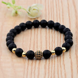 Natural Stone Bracelet Yoga Jewelry CZ Ball Matte Charms Beads Bracel