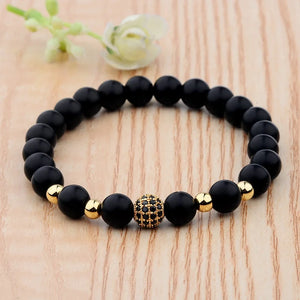 Natural Stone Bracelet Yoga Jewelry CZ Ball Matte Charms Beads Bracel
