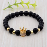Natural Stone Bracelet Yoga Jewelry CZ Ball Matte Charms Beads Bracel