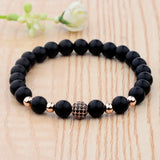 Natural Stone Bracelet Yoga Jewelry CZ Ball Matte Charms Beads Bracel