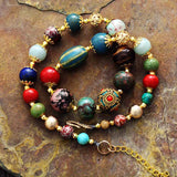 Natural Stone Charm Statement Necklace Beaded Ethnic Short Chokers