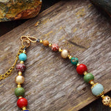 Natural Stone Charm Statement Necklace Beaded Ethnic Short Chokers
