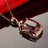 925 Silver Rectangle Ruby Zircon Pendant for Women