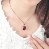 925 Silver Rectangle Ruby Zircon Pendant for Women