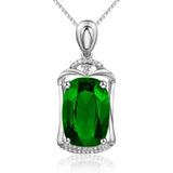 925 Silver Rectangle Ruby Zircon Pendant for Women