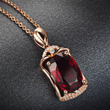 925 Silver Rectangle Ruby Zircon Pendant for Women
