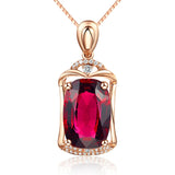 925 Silver Rectangle Ruby Zircon Pendant for Women