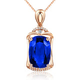 925 Silver Rectangle Ruby Zircon Pendant for Women