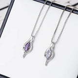 925 Silver Necklace with Zircon Gemstone Pendant for Women