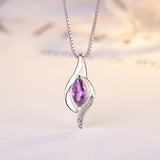 925 Silver Necklace with Zircon Gemstone Pendant for Women