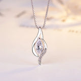 925 Silver Necklace with Zircon Gemstone Pendant for Women