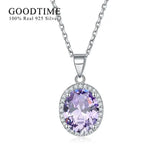 925 Sterling Silver Round Zircon Necklace for Women