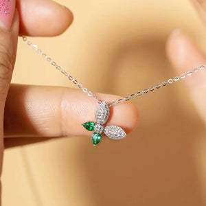 Butterfly Necklace Green Zircon Pendant 925 Stamp Jewelry