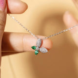 Butterfly Necklace Green Zircon Pendant 925 Stamp Jewelry