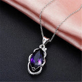 Amethyst Zircon Necklace Pendant 925 Silver Women's Jewelry
