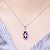 Amethyst Zircon Necklace Pendant 925 Silver Women's Jewelry