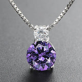 Amethyst Zircon Gemstone Pendant Necklace for Women Wedding Ornaments