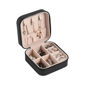 Portable Leather Jewelry Storage Box Ring Case