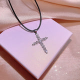 Zircon Cross Necklace Women's Sweater Chain Party Jewelry Pendant Necklace