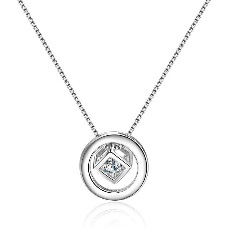 925 Silver Crystal Cube Choker Necklaces For Women XN288