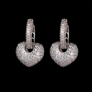 Heart Hoop Earrings CZ Earings Women AE358