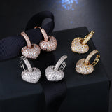 Heart Hoop Earrings CZ Earings Women AE358