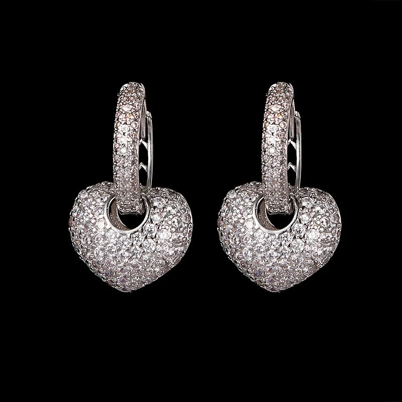 Heart Hoop Earrings CZ Earings Women AE358