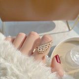 Zircon Pearl Wings Open Ring Bridal Jewelry Dating