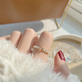 Zircon Pearl Wings Open Ring Bridal Jewelry Dating