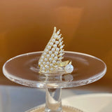Zircon Pearl Wings Open Ring Bridal Jewelry Dating