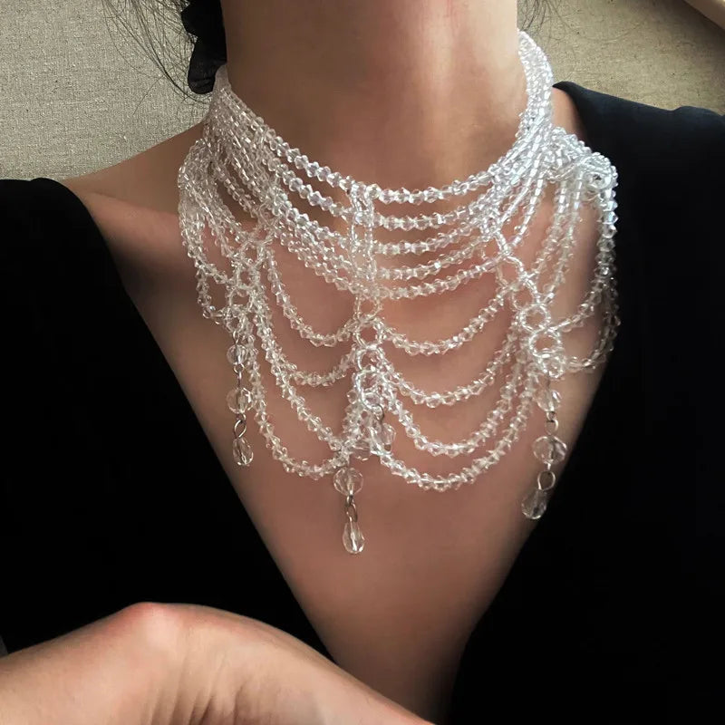 Crystal Pave Setting Chains Necklaces for Women Wedding Party