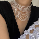 Crystal Pave Setting Chains Necklaces for Women Wedding Party