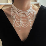 Crystal Pave Setting Chains Necklaces for Women Wedding Party
