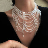 Crystal Pave Setting Chains Necklaces for Women Wedding Party