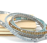 Semi Precious Stone Crystal Leather Wrap Bracelet