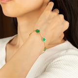 Green Flower Charm Bracelet for Women 18K Acrylic Jewelry Gift