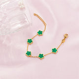 Green Flower Charm Bracelet for Women 18K Acrylic Jewelry Gift
