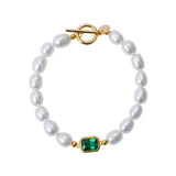 Pearl Zircon Bracelet for Women, Mother's Gift, Zircon Charm Bracelet
