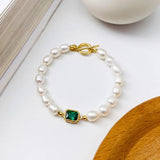 Pearl Zircon Bracelet for Women, Mother's Gift, Zircon Charm Bracelet