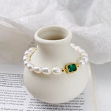 Pearl Zircon Bracelet for Women, Mother's Gift, Zircon Charm Bracelet