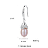 Noble Bridal Pearl Earrings 925 Sterling Silver Zircon Wedding Jewelry
