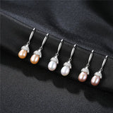 Noble Bridal Pearl Earrings 925 Sterling Silver Zircon Wedding Jewelry
