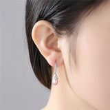 Noble Bridal Pearl Earrings 925 Sterling Silver Zircon Wedding Jewelry