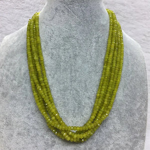 Olivine Green Necklace Peridot 6Strands Adjustable Choker